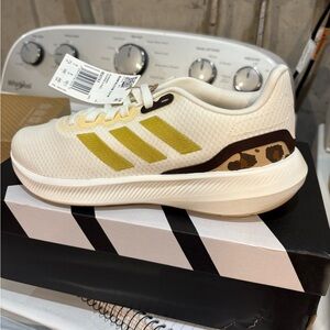 Adidas leopard accent sneakers